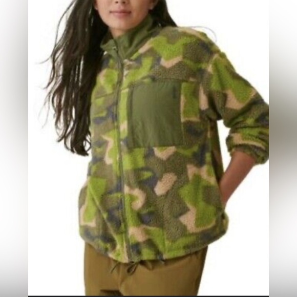 Bass Outdoor Women's Coastal Sherpa Zip-up Camo Jacket green Fleece Warm - Picture 3 of 7
